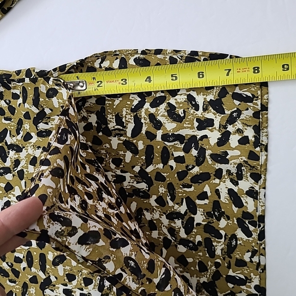 Topshop Long Sleeve Button Up Blouse Abstract  Animal Print Mustard Black US 10 - Picture 15 of 15